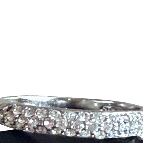 Vintage Avon RJ Sparkling Silver Tone Band Ring Crystal Accents  Size 10 - Picture 2 of 9
